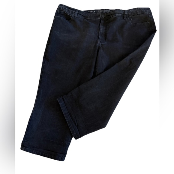JENNIFER LOPEZ Washed Black Denim Capri Jeans Women’s Plus Size 24W  48x23 - Picture 3 of 8